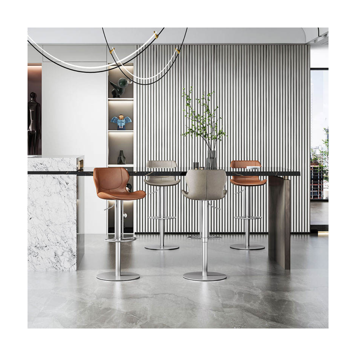 Cognac Fin Bar Stool